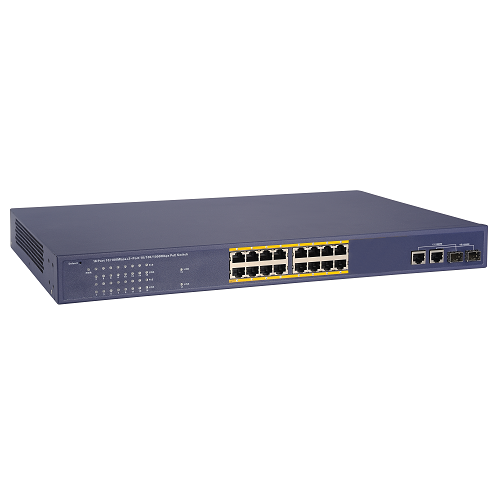 Huacomm 16 ports PoE Fiber switch with 2 Fiber Ports with Gi